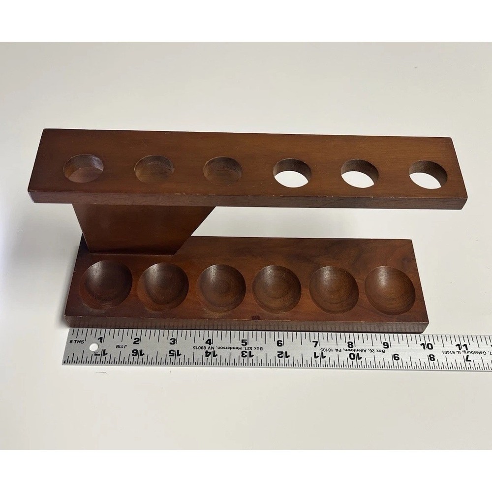 Fairfax Vintage Walnut Wood 6 Pipe Display Stand Holder Angled Unique USA - Picture 10 of 12